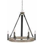 Minka Lavery - Minka Lavery 3878-693 Rawson Ridge, 8 Light Chandelier - A rustic inspired open steel frame in Aged SilverwRawson Ridge 8 Light Aged Silverwood Coal *UL Approved: YES Energy Star Qualified: n/a ADA Certified: YES  *Number of Lights: 6-*Wattage:60w Medium Base bulb(s) *Bulb Included:No *Bulb Type:Medium Base *Finish Type:Aged Silverwood Coal/Brushed Nickel