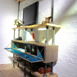 Kensington Scaffolding & Pipe Shelving with a Vintage Locker as Storage - Bookcases