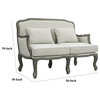 Benzara BM276243 56" Sofa, Nailhead Trim, Box Cushion, Fabric, Cream/Brown