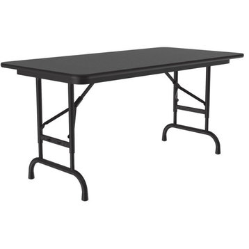 Correll 22-32"H Adjustable Height Melamine Top Folding Table in Black Granite