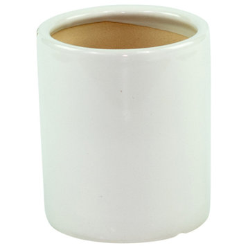 Small Ceramic Pot Desk Top Cylinder Planter 5'' White