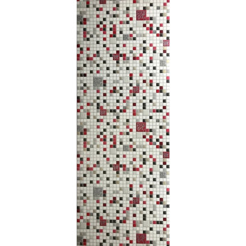 Modern Wallpaper textured mosaic tile white black gray red, 21 Inc X 33 Ft Roll