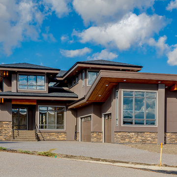 Transitional Custom Home with Shed Roof Garage in Watermark
