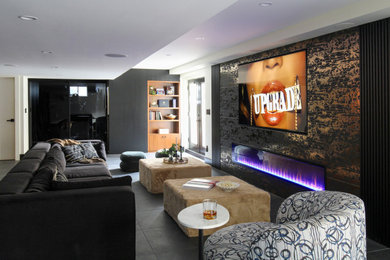 Inspiration for a contemporary basement remodel in Other