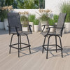 Flash Furniture 30" Metal and Textilene Patio Bar Stool in Gray (Set of 2)