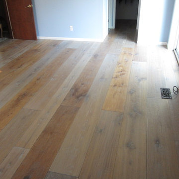 Oil finished handscraped wide plank hardwood floors
