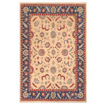 Bareens Designer Rugs - Bohemien Ziegler Joey Beige Blue Hand-Knotted Wool Rug - 8'0'' x 9'10'' - Enhance the ambiance of your home with this magnificent Persian-influenced Turkish hand-knotted rug made by skilled artisans capable of creating the most exceptional vegetable dyes and hand-spun wool. This exquisite handmade rug is a one-of-a-kind Peshawar Kafkaz, otherwise identified as Chobi, Chobi Peshawar, Oushak, or Ziegler rug. These handmade rugs are crafted in Pakistan utilizing superior-quality wool imported from Australia, New Zealand, and Korea in two types of weaves: the Persian weave and the Mori weave. This rug is meticulously crafted by hand using the finest natural vegetable dyes extracted from local plants. The artisans use a blend of hand-spun local and fine merino wool, resulting in a rug with a compelling texture, higher lanolin content, and longer staple. The artisans occasionally incorporate natural or artificial silk into the pile to enhance specific motifs. The finished product is an awe-inspiring execution of flawless design and an understated palette that exudes elegance.