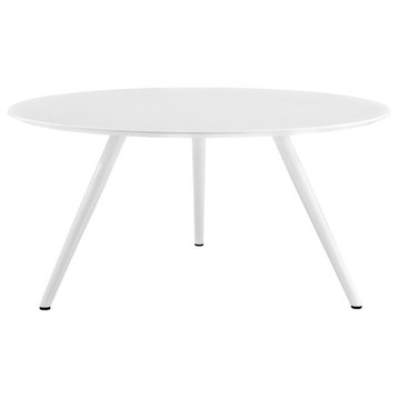 Modern Contemporary Urban Design Mid Century Round Top Dining Table, White, Wood