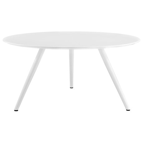 Modern Contemporary Urban Design Mid Century Round Top Dining Table, White, Wood