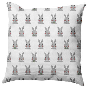 Bunny Fluffle Easter Decorative Throw Pillow, Laurel Tree Green, 18x18"