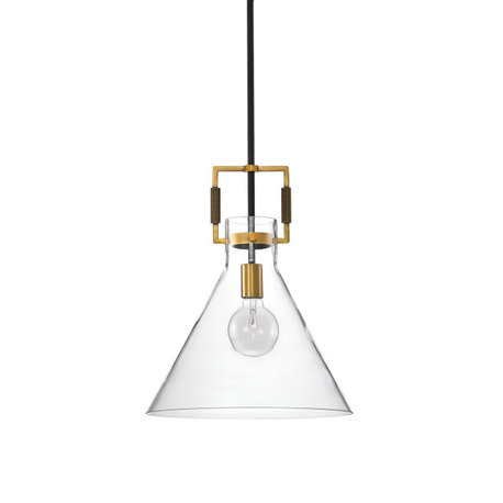 1-Light Oil Rubbed Bronze and Antique Gold Cone Glass Pendant