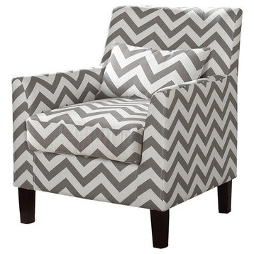 Cassidy Upholstered Living Room Gray and White Fabric Accent Arm Chair