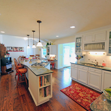 Galley kitchen & family room remodeled into a large kitchen