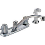 Delta - Delta 2100/2400 Series Two Handle Kitchen Faucet With Spray, Chrome, 2400LF - You can install with confidence, knowing that Delta faucets are backed by our Lifetime Limited Warranty.