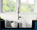Karran 33" Top Mount Double Bowl 50/50 Quartz Kitchen Sink, White With Faucet
