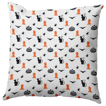Halloween Critters Indoor/Outdoor Throw Pillow, Traditional Orange, 20"x20"