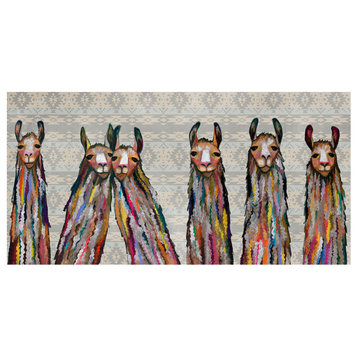 "Six Lively Llamas, Tribal" Stretched Canvas Art by Eli Halpin, 72"x36"