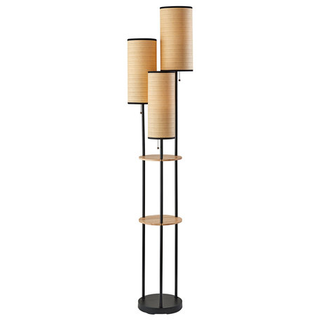 Trio Floor Lamp- Black and Antique Brass