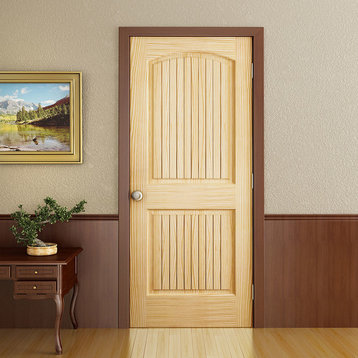 Kimberly Bay Interior Door, Colonial 2-Panel Arch, V-Grooves, 1.375"x28"x80"