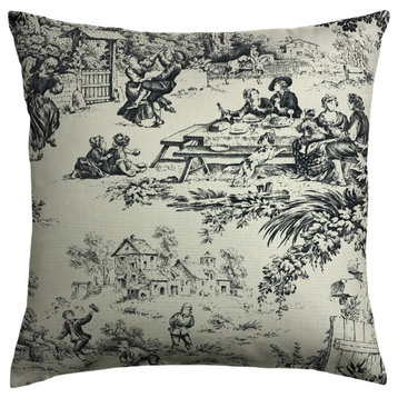 The Pillow Collection Black Noir Windermere Throw Pillow Cover, 18"x18"