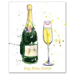 DDCG - Pop, Fizz, Clink Champagne Canvas Wall Art, 16"x20" - Make a splash with the Pop, Fizz, Clink Champagne Canvas Wall Art. This premium gallery wrapped canvas features a kiss covered champagne glass and bottle with text that reads "Pop, Fizz, Clink". The wall art is printed on professional grade tightly woven canvas with a durable construction, finished backing, and is built ready to hang. The result is a funny piece of wall art that is perfect for your bar, kitchen, gallery wall or above your bar cart. This piece makes a great gift for weddings, anniversaries or any other celebration.