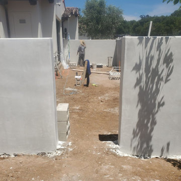 free standing wall and santa barbara stucco