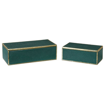 Bowery Hill Contemporary 2 Piece Box Set in Emerald Green
