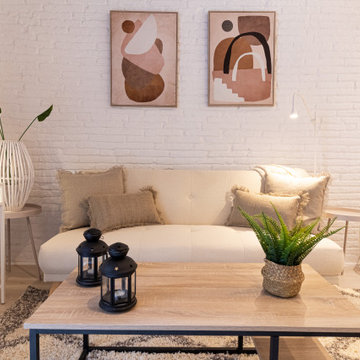 Salón Nórdico con sofá cama