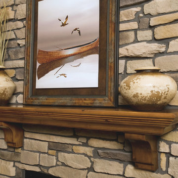 Traditional Knotty Alder Fireplace Mantel Shelf