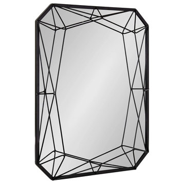 Modern Glam Geometric Shaped Metal Accent Wall Mirror, Black