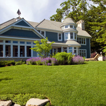 Screened Porch with Stone Watertable and Wood and Copper Cupola