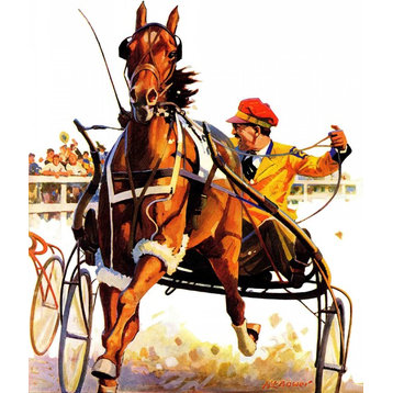 "Harness Race" Painting Print on Canvas by Maurice Bower