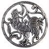 Rustic Silver Cast Iron Rooster Trivet 8"