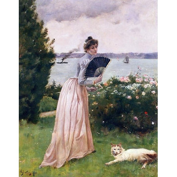 Alfred Emile Leopold Stevens Woman With a Fan, 20"x25" Wall Decal