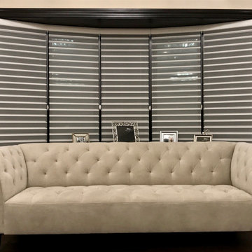 White Silhouette on Bow Window for Living Room.