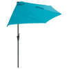 CorLiving 8.5Ft Turquoise UV Resistant Half Umbrella with Coated Steel Frame