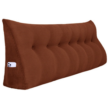 WOWMAX Wedge Pillow, Headboard Cushion Backrest Coffee, 76x20x8