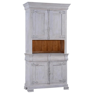 Side Cabinet Philippe White Distressed Wood French Cremone 4 Doors 2