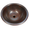 15" Round Copper Drop In Bathroom Sink in Aged Copper