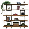 OS Home and Office Industrial 64" 5-Shelf Pipe Bookcase, Reclaimed Aged Wood