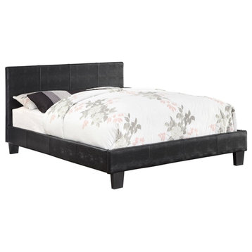 Bowery Hill Contemporary Faux Leather Full Platform Bed in Black