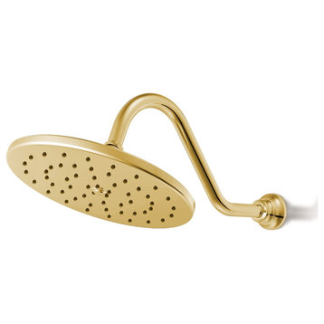 Fontana Brushed Gold Round Rainfall Showerhead, 10", I Have Shower Arm, Without