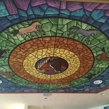 Faux Stained Glass Ceiling Mural, hand painted by Tom Taylor of Mural Art LLC