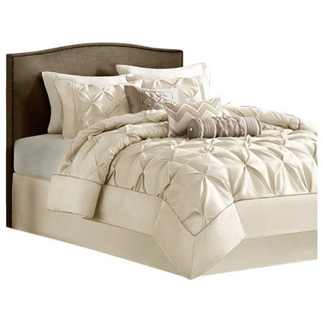 Madison Park Laurel 7 Piece Tufted Comforter Set in Ivory