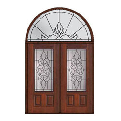 Prehung Transom Double Door 80 Fiberglass Brazos 3/4 Lite Glass - Front Doors
