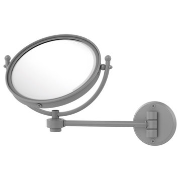8" Wall-Mount Makeup Mirror 2X Magnification, Matte Gray