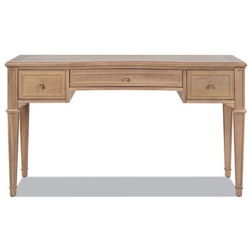 Dauphin 55" 3-Drawer Wood Executive Desk, Natural Brown
