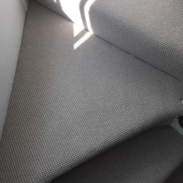 Grey Carpet Installation to Stairs