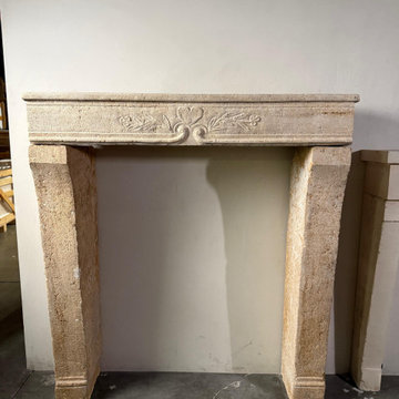 French Antique 18th Century Limestone Mantel