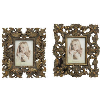 Set of 2 Gold Polystone Traditional Photo Frame 76463